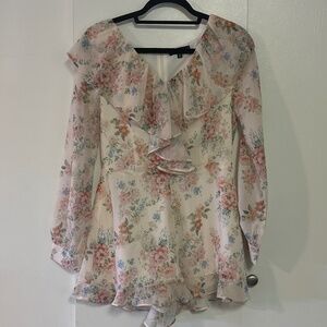 Lia & Viola Floral Print Ruffle Romper